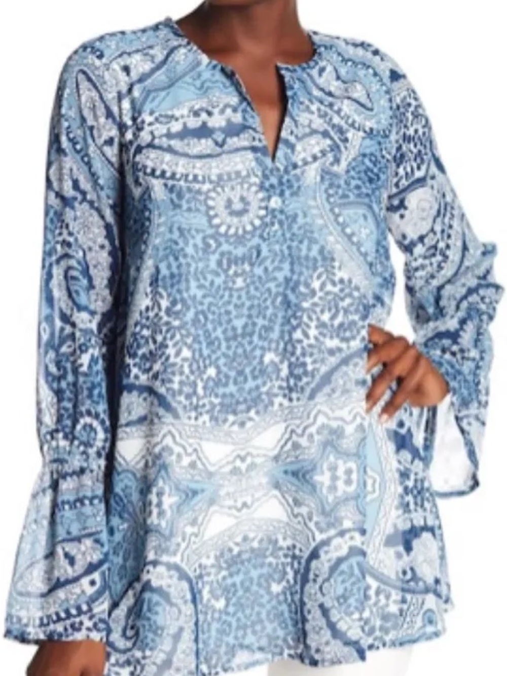 Show Me Your MuMu Paisley Tunic Bell Sleeve Top Women’s Size XS